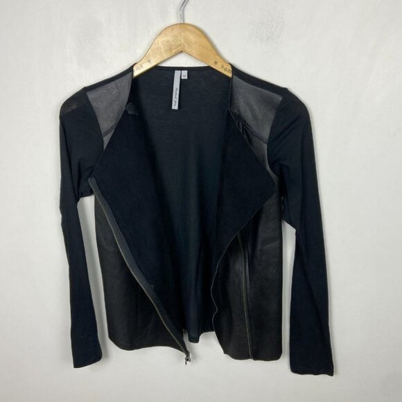 Revolve Michael Stars 100% Leather Lea Moto Asymmetric Zip Jacket Size XS Boho - Picture 13 of 14